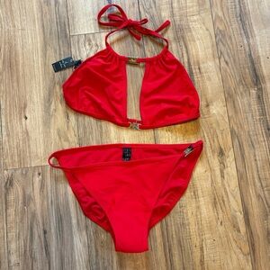 VINTAGE Baby Phat Y2K Dead stock Red Halter High Neck Bikini Set